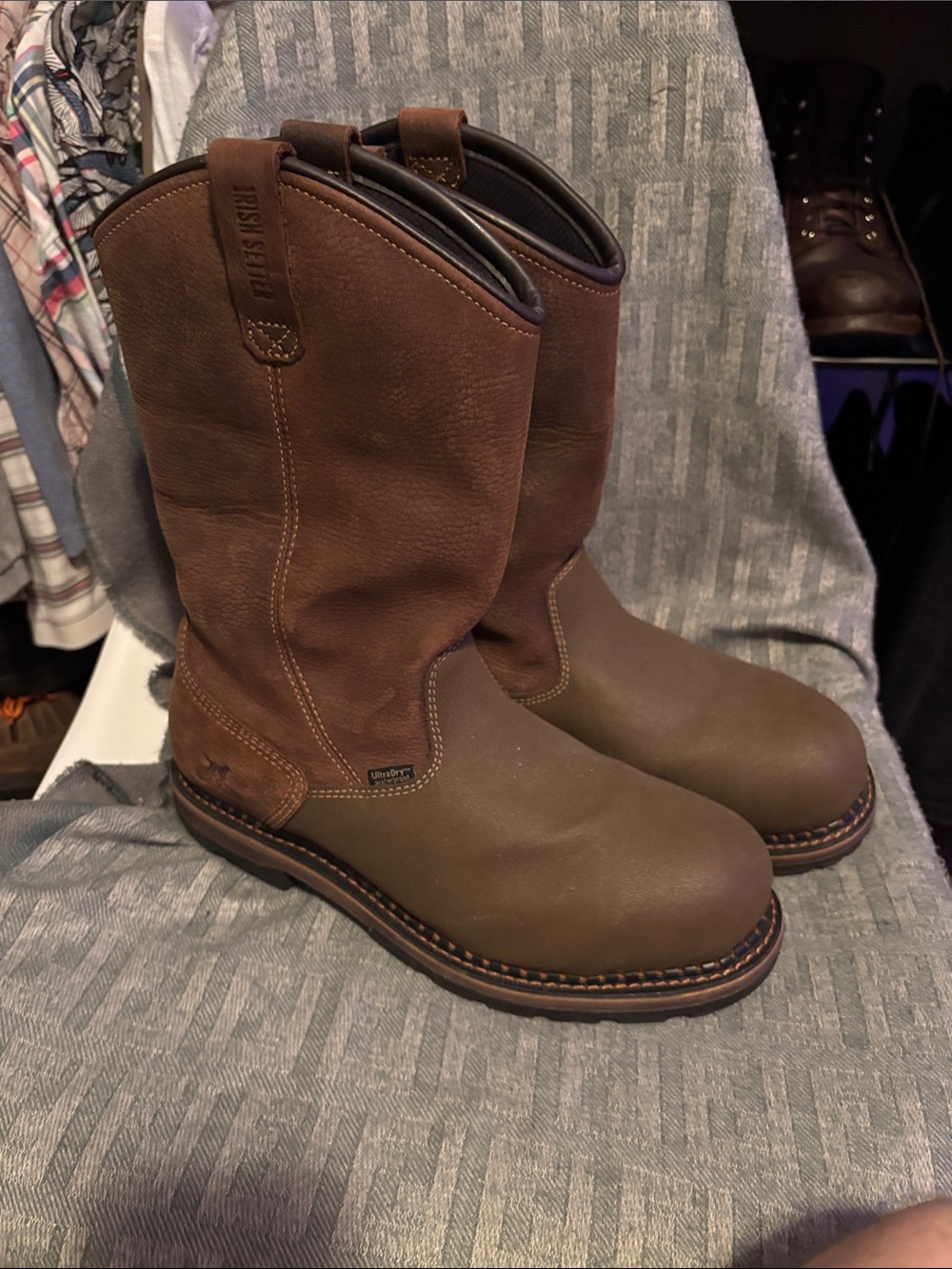 Irish Setter Brown Two-Tone Pull-On Safety Toe Work Boots